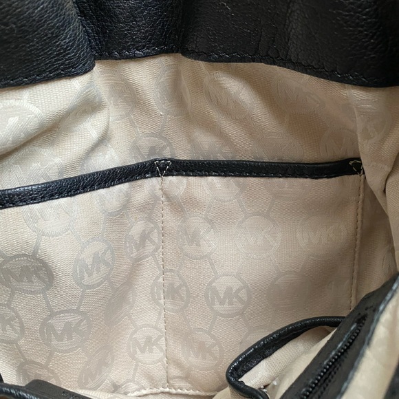 Michael Kors Black Leather Shoulder Bag with Gold Tone Accents - Picture 10 of 16